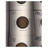 Indian Head Cent Set - 22 Assorted Dates (1860s-1909) in 2x2 Holders