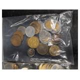 Assorted Coins in Zip Bags - Mixed Currencies, 2 Bags