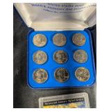 United States Mint Coin Collection: Westward Journey Nickels (Lewis & Clark), 2010 Presidential Dollar Set, Colorized State Quarters