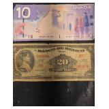 World Banknotes Mix - Australia 1 Pound, Israel 10, Canada 10, Vietnam 1000, Mexico 20, Netherlands Antilles 5