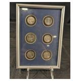 Six United States Nickels - Blue Frame Display