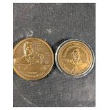 CVN-76 Carrier Commemorative Coin & NMJ Masonic Eagle Coin - Set of 2