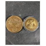 CVN-76 Carrier Commemorative Coin & NMJ Masonic Eagle Coin - Set of 2