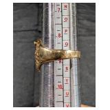 10kt Lion Head Ring - Gold-Tone w/ Green Stone, US Size 9