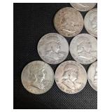 Lot Of 10 Franklin Half Dollars 90% Silver
