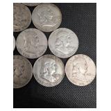 Lot Of 10 Franklin Half Dollars 90% Silver