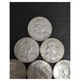 Lot Of 10 Franklin Half Dollars 90% Silver