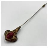 Vintage Sick Pin with Red Cabochon