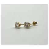 Gold-Tone Round-Cut Clear Gem Stud Earrings (Pair)