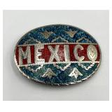 Mexico Belt Buckle with Crushed Chip Inlay