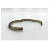 Sterling Silver 925 Hinged Bracelet with Lapis Lazuli Inlay