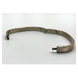 Sterling Silver 925 Hinged Bracelet with Lapis Lazuli Inlay