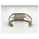 Alpaca Silver Cuff Bracelet - Green Enamel Inlay