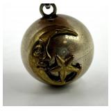 Moon & Star Ball Pendant - Silver Sphere With Gold Crescent & Star