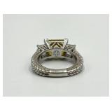 Judith Ripka 925 Sterling Silver Emerald-Cut CZ Ring - Size 8