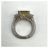 Judith Ripka 925 Sterling Silver Emerald-Cut CZ Ring - Size 8