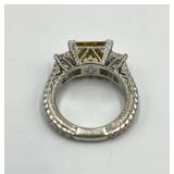 Judith Ripka 925 Sterling Silver Emerald-Cut CZ Ring - Size 8