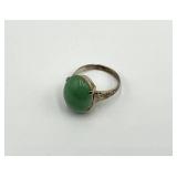 Sterling Silver Green Cabochon Ring - Size 5.5