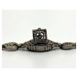 Hidden-Face Locket Watch with Filigree Bracelet