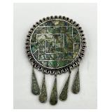 925 Taco Brooch/Pendant With Turquoise Mosaic Inlay
