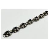 Mexican 925 Sterling Silver Black Onyx Square-Link Bracelet