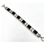 Sterling Silver Black Onyx Link Bracelet