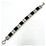Sterling Silver Black Onyx Link Bracelet