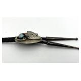 Navajo Sterling Silver Bolo Necklace - Turquoise & Coral Inlay