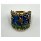 Chinese Export Gilt Silver Enamel Adjustable Ring