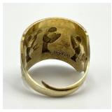 Chinese Export Gilt Silver Enamel Adjustable Ring