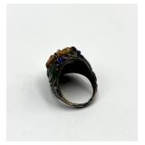 Chinese Export Sterling Amber Ring