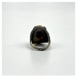 Chinese Export Sterling Amber Ring