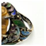 Chinese Export Sterling Amber Ring