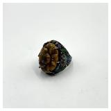 Chinese Export Sterling Amber Ring