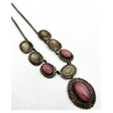 Art Nouveau Pink Cabochon Necklace