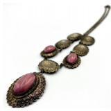 Art Nouveau Pink Cabochon Necklace