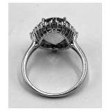 Sterling Silver Oval Amethyst Ring - Halo Setting