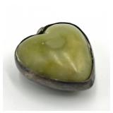 Jade Heart Pendant - Sterling Silver