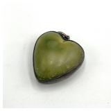 Jade Heart Pendant - Sterling Silver