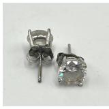 Cubic Zirconia Stud Earrings 925 Silver & 14K Gold - 6.3mm