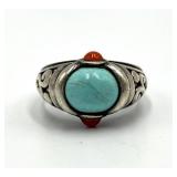 Sally Treasures Turquoise Coral Ring