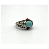 Sally Treasures Turquoise Coral Ring