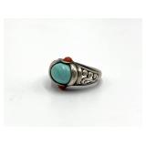 Sally Treasures Turquoise Coral Ring