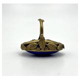 Blue Agate Oval Ring - Adjustable Brass Setting