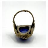 Blue Agate Oval Ring - Adjustable Brass Setting