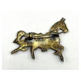 Sterling Blue Enamel Horse Brooch