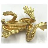 St. John Vintage Climbing Frog Brooch