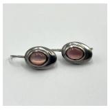 Sterling Pink Cabochon Drop Earrings