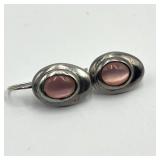 Sterling Pink Cabochon Drop Earrings