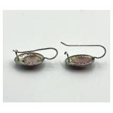 Sterling Pink Cabochon Drop Earrings